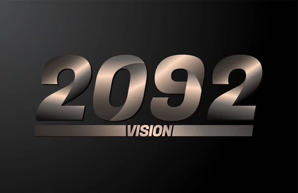 ビジョンテキストと2092ビジョン2092新しい年ベクトル黒の背景に隔離された — ストックベクタ