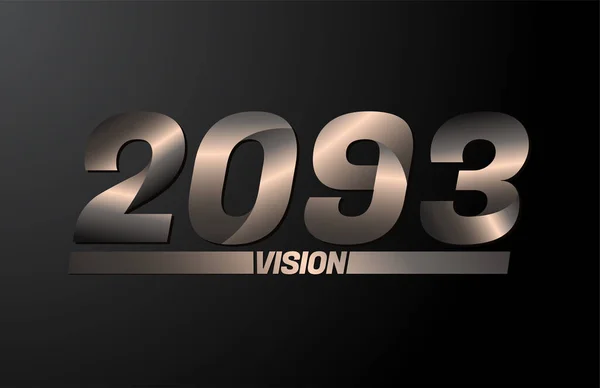 2093ビジョンテキスト ビジョン2093新しい年ベクトル黒の背景に隔離された — ストックベクタ