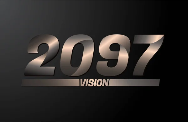 2097 Текстом Бачення Вектор Нового Року 2097 Ізольовано Чорному Тлі — стоковий вектор
