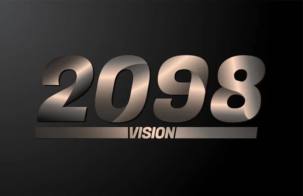 ビジョンテキストと2098ビジョン2098黒の背景に隔離された新年のベクトル — ストックベクタ