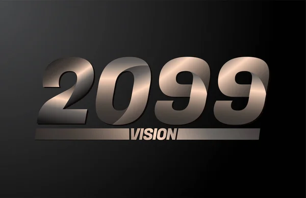 ビジョンテキストと2099ビジョン2099新しい年ベクトル黒の背景に隔離された — ストックベクタ