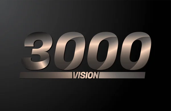 3000 Mit Vision Text Vision 3000 Neujahrsvektor Isoliert Auf Schwarzem — Stockvektor
