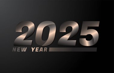 2025 Siyah arkaplanda izole edilmiş Vektör, 2025 yeni yıl tasarım şablonu