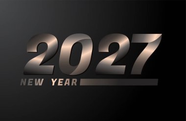 2027 Siyah zemin üzerinde izole edilmiş Vektör, 2027 yeni yıl tasarım şablonu
