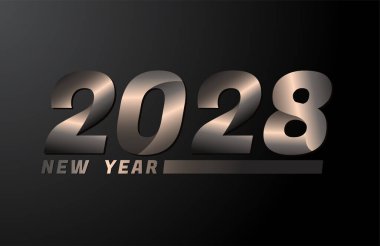 2028 Vektör Siyah arkaplanda izole edildi, 2028 Yeni Yıl Tasarım Şablonu