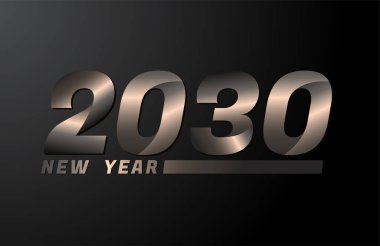 2030 Siyah arkaplanda izole edilmiş Vektör, 2030 yeni yıl tasarım şablonu