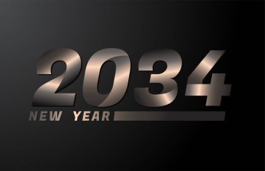 2034 Vector Siyah arkaplanda izole edildi, 2034 yeni yıl tasarım şablonu