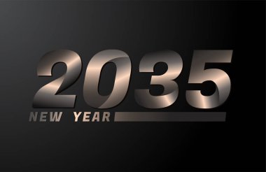2035 Vector Siyah arkaplanda izole edildi, 2035 yeni yıl tasarım şablonu