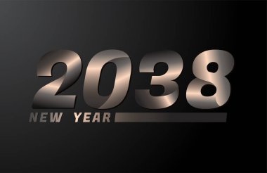 2038 Vector Siyah arkaplanda izole edildi, 2038 yeni yıl tasarım şablonu