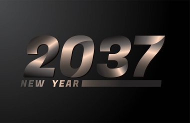2037 Vektör Siyah zemin üzerinde izole edildi, 2037 yeni yıl tasarım şablonu