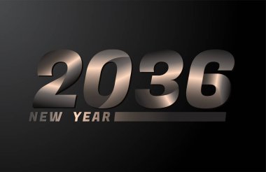 2036 Vector Siyah arkaplanda izole edildi, 2036 yeni yıl tasarım şablonu