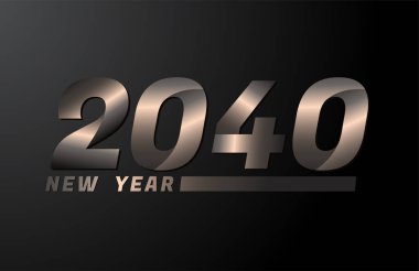 2040 Vektör Siyah arkaplanda izole edildi, 2040 yeni yıl tasarım şablonu
