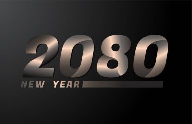 2080 Vektör Siyah arkaplanda izole edildi, 2080 yeni yıl tasarım şablonu