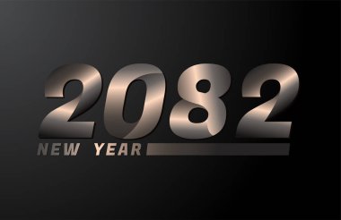 2082 Vector Siyah arkaplanda izole edildi, 2082 yeni yıl tasarım şablonu