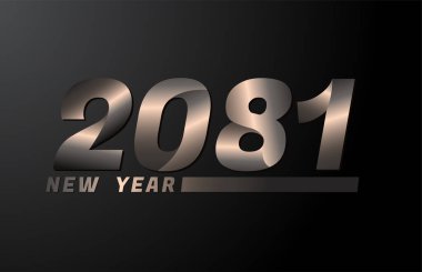 2081 Vektör Siyah zemin üzerinde izole edildi, 2081 yeni yıl tasarım şablonu