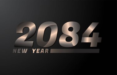 2084 Vector Siyah arkaplanda izole edildi, 2084 yeni yıl tasarım şablonu
