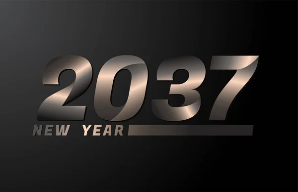 2037 Vector Isolated Black Background 2037 New Year Design Template — 图库矢量图片