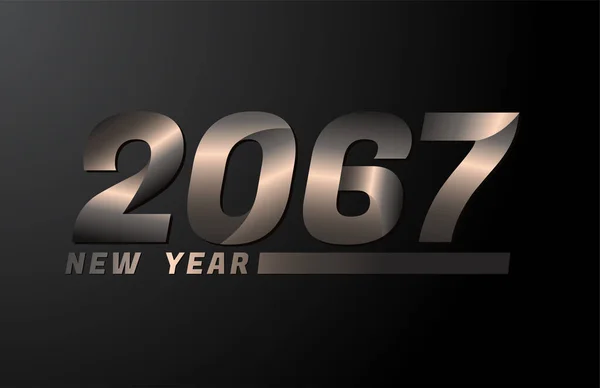 2067 Wektor Izolowany Czarnym Tle 2067 Szablon Noworoczny Projekt — Wektor stockowy