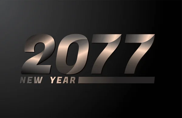 2077 Vector Aislado Sobre Fondo Negro Plantilla Diseño Año Nuevo — Vector de stock