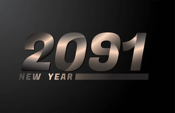 2091 Vector Isolated Black Background 2091 New Year Design Template — 图库矢量图片