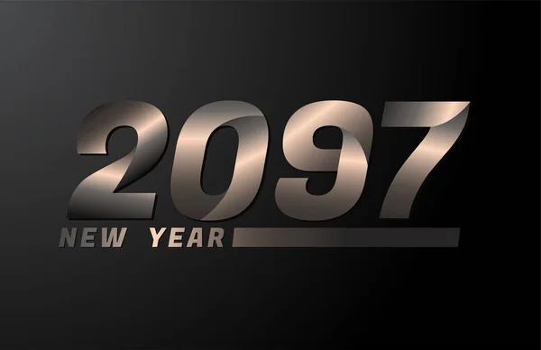 2097 Vector Isolated Black Background 2097 New Year Design Template — 图库矢量图片