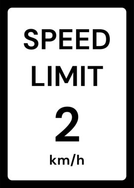Beyaz arkaplanda hız sınırı 2 kmh trafik işareti