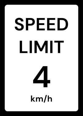 Beyaz arkaplanda hız sınırı 4 kmh trafik işareti