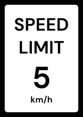 Beyaz arkaplanda hız sınırı 5 kmh trafik işareti