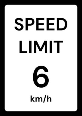 Beyaz arkaplanda hız sınırı 6 kmh trafik işareti