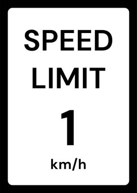 Beyaz arkaplanda hız sınırı 1 kmh trafik tabelası
