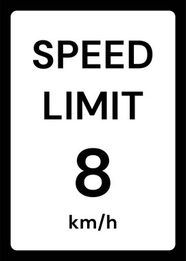 Beyaz arkaplanda hız sınırı 8 kmh trafik işareti