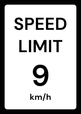 Beyaz arkaplanda hız sınırı 9 kmh trafik işareti