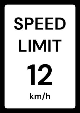 Beyaz arkaplanda hız sınırı 12 kmh trafik tabelası