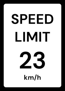 Beyaz arkaplanda hız sınırı 23 kmh trafik işareti