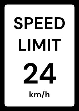 Beyaz arkaplanda hız sınırı 24 kmh trafik işareti