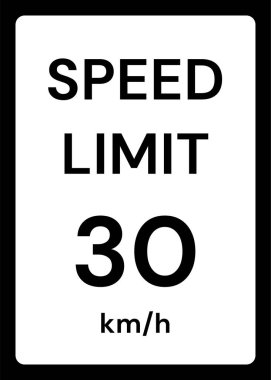 Beyaz arkaplanda hız sınırı 30 kmh trafik tabelası