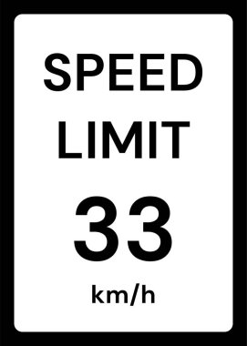 Beyaz arkaplanda hız sınırı 33 kmh trafik işareti