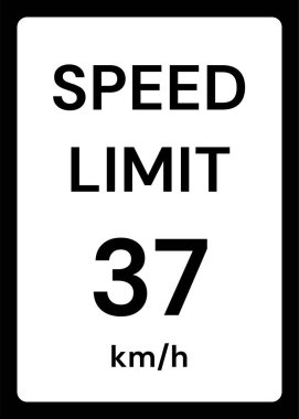Beyaz arkaplanda hız sınırı 37 kmh trafik tabelası