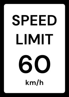 Beyaz arkaplanda hız sınırı 60 kmh trafik işareti