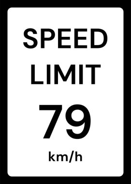 Beyaz arkaplanda hız sınırı 79 kmh trafik işareti