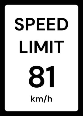 Beyaz arkaplanda hız sınırı 81 kmh trafik tabelası