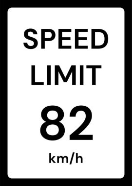 Beyaz arkaplanda hız sınırı 82 kmh trafik işareti