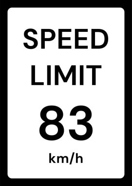 Beyaz arkaplanda hız sınırı 83 kmh trafik işareti