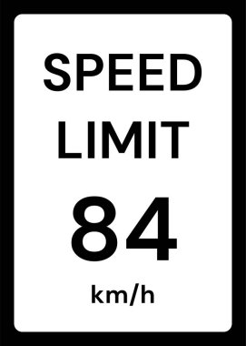 Beyaz arkaplanda hız sınırı 84 kmh trafik işareti
