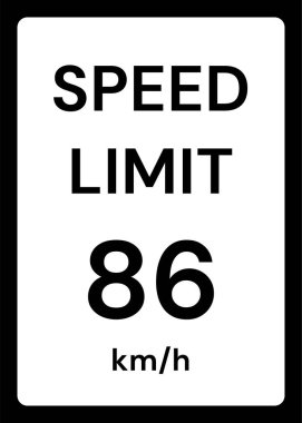 Beyaz arkaplanda hız sınırı 86 kmh trafik işareti