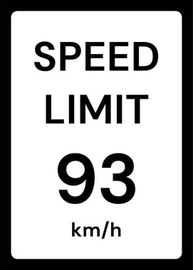 Beyaz arkaplanda hız sınırı 93 kmh trafik tabelası
