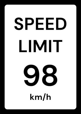 Beyaz arkaplanda hız sınırı 98 kmh trafik işareti