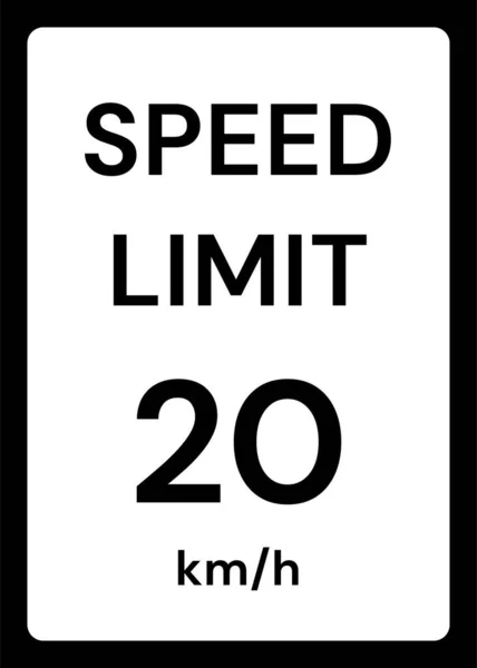 Speed Limit Kmh Traffic Sign White Background — Vettoriale Stock