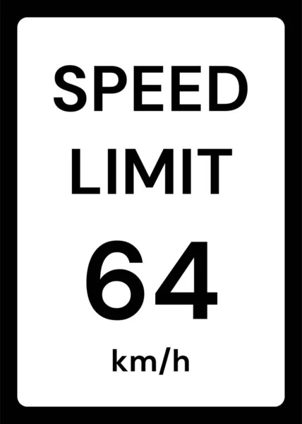 Speed Limit Kmh Traffic Sign White Background — Stock Vector