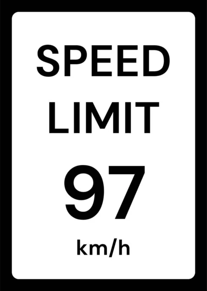 Speed Limit Kmh Traffic Sign White Background — Vetor de Stock